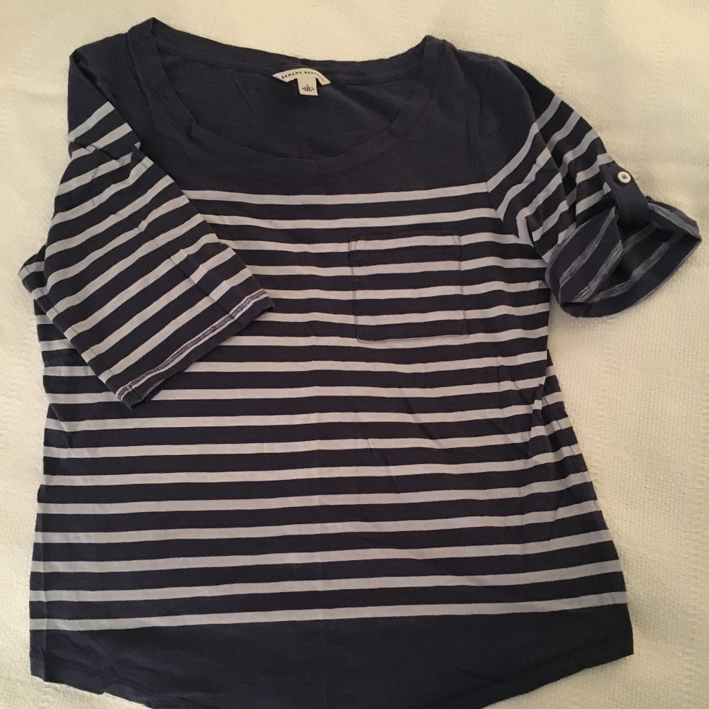 Banana Republic Roll Sleeve Striped Tee